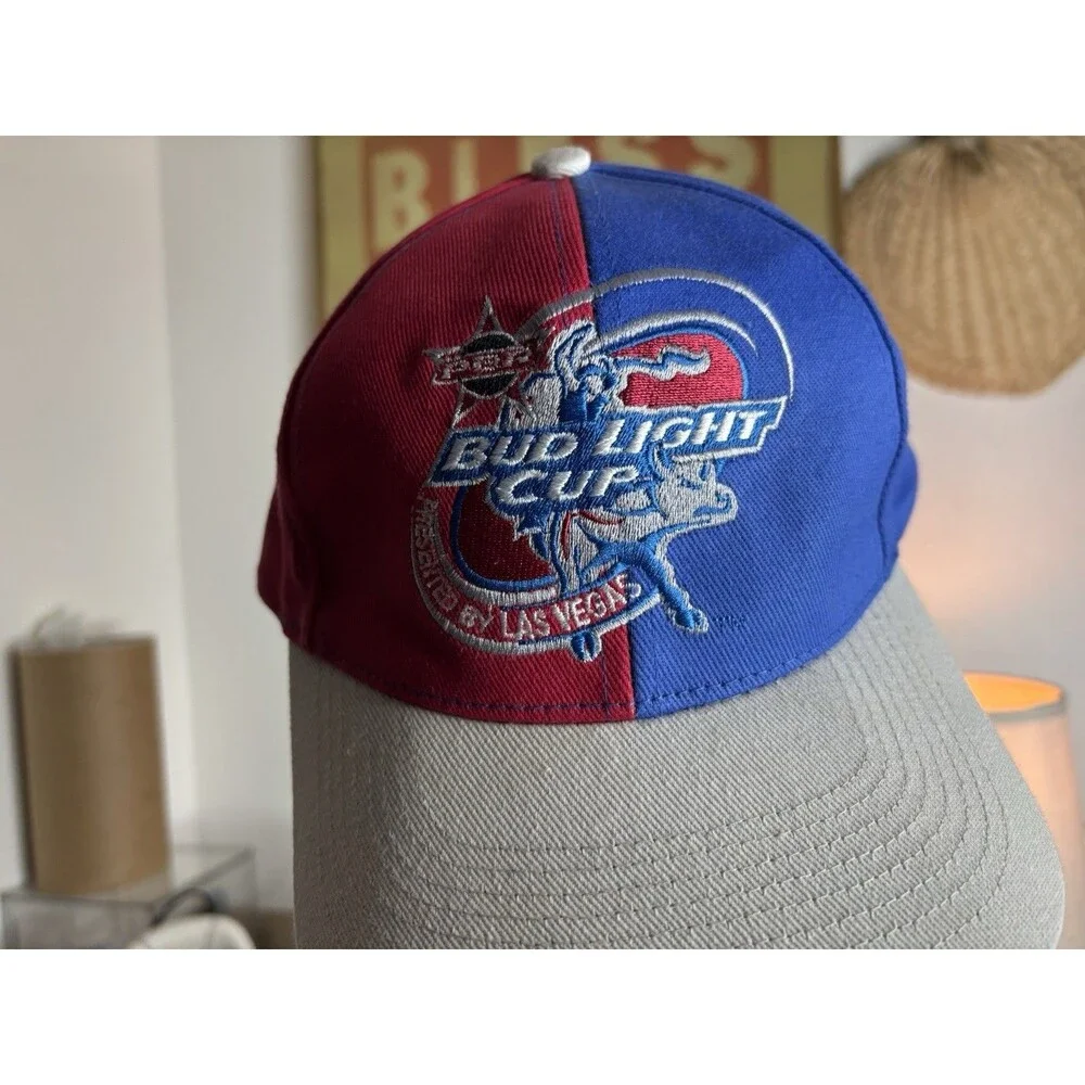 Vintage 90s  PBR PROFESSIONAL BULL RIDERS / Bud light Trucker Hat Red And Blue